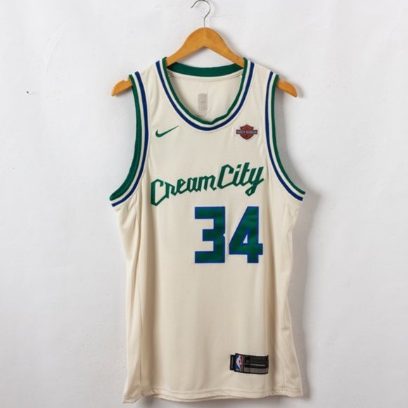 milwaukee bucks cream jersey